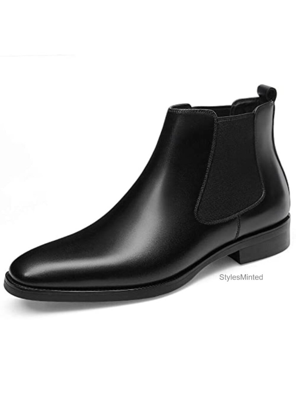 Men's Genuine Leather Chelsea Boots Pointed Toe Ankle Dress Boots